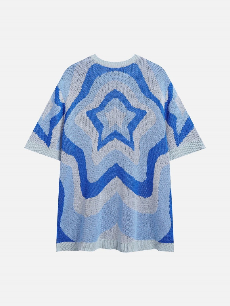 Bleu  T Shirts Aelfric Eden Knitting Cut-out Star Tee - UAQ-1952091